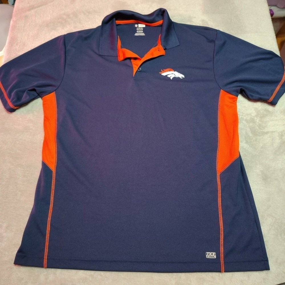 NFL Apparel Denver Broncos Polo Shirt XL Navy/Orange TX3 Cool Team‎ Sports